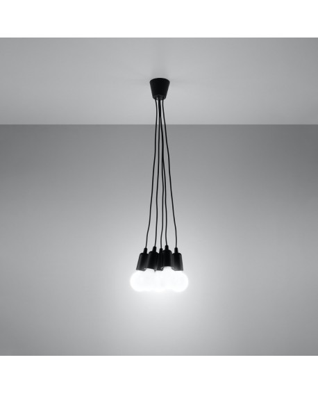 Lampa wisząca DIEGO 5 czarna Sollux SL.0574