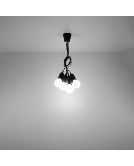 Lampa wisząca DIEGO 5 czarna Sollux SL.0574