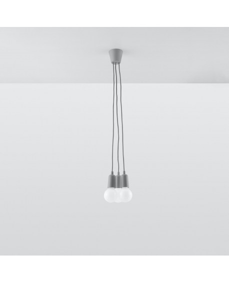Lampa wisząca DIEGO 3 szara Sollux SL.0576