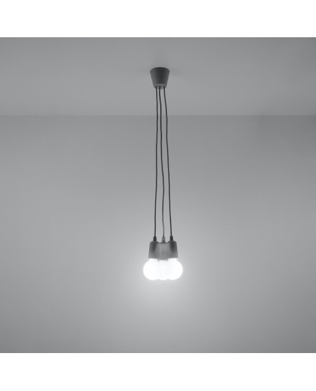 Lampa wisząca DIEGO 3 szara Sollux SL.0576
