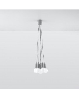 Lampa wisząca DIEGO 5 szara Sollux SL.0577