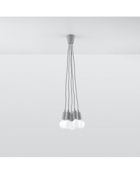 Lampa wisząca DIEGO 5 szara Sollux SL.0577