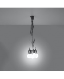 Lampa wisząca DIEGO 5 szara Sollux SL.0577