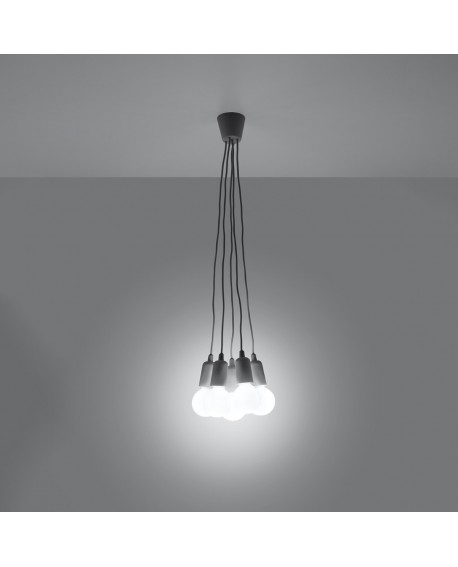 Lampa wisząca DIEGO 5 szara Sollux SL.0577