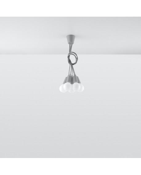 Lampa wisząca DIEGO 5 szara Sollux SL.0577