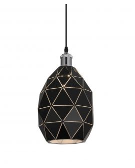 LAMPA NOWOCZESNA WISZĄCA CZARNO-CHROMOWANA PESTICO LUMINA DECO