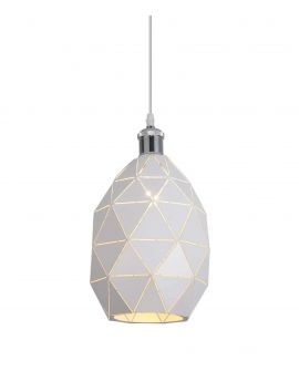 LAMPA NOWOCZESNA WISZĄCA BIAŁO-CHROMOWANA PESTICO LUMINA DECO