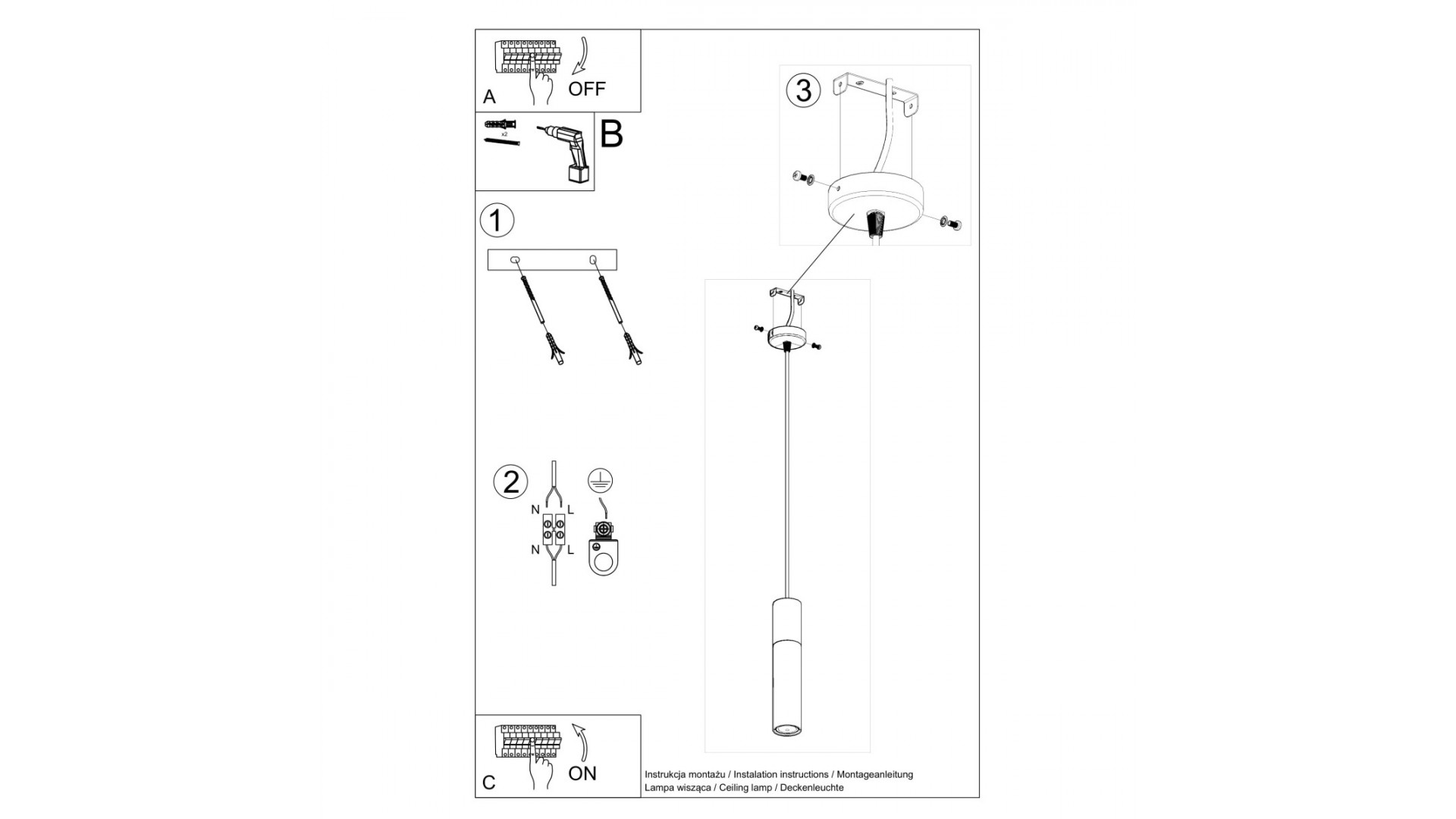 Lampa wisząca BORGIO 1 biały Sollux SL.0647