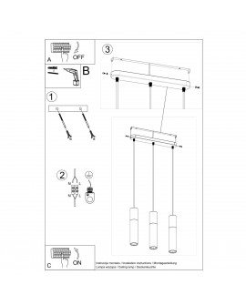 Lampa wisząca BORGIO 3L czarny Sollux SL.0652