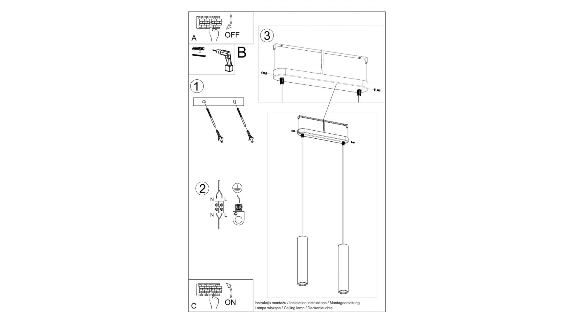 Lampa wisząca LUVO 2 Sollux SL.0654
