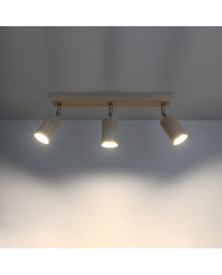 Plafon BERG 3 naturalne drewno Sollux SL.0703
