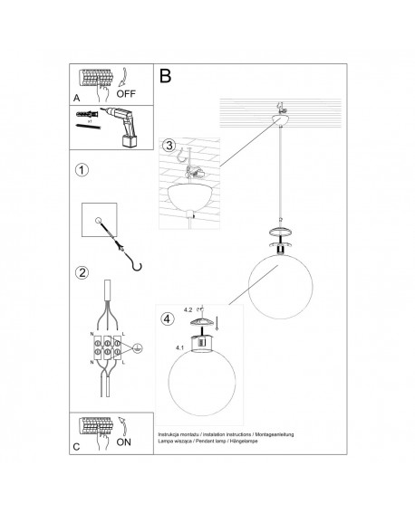 Lampa wisząca UGO 40 złota Sollux SL.0717