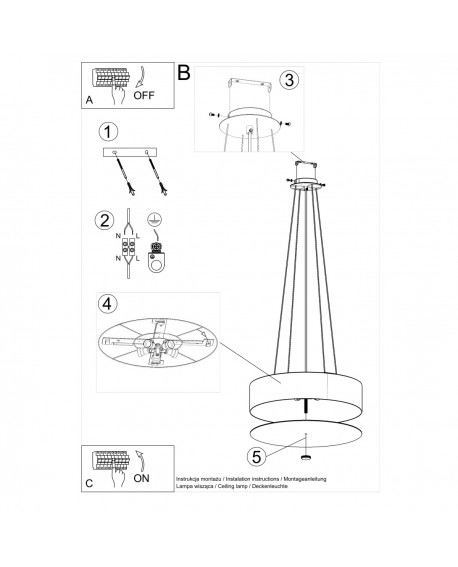 Żyrandol SKALA 50 czarny Sollux SL.0758