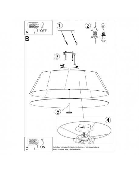 Plafon VEGA 60 czarny Sollux SL.0768