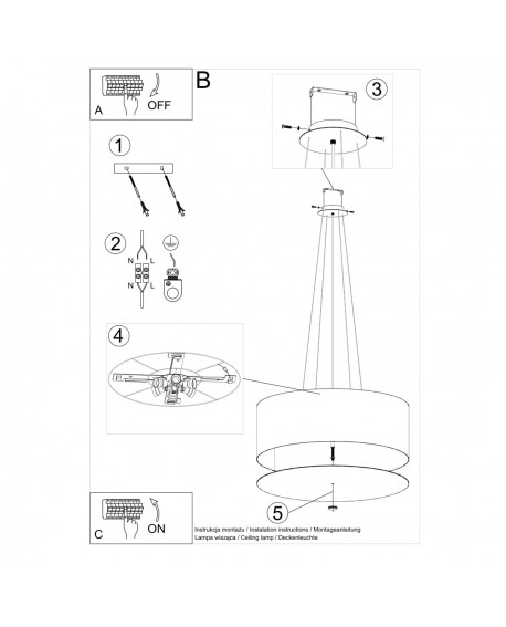 Żyrandol OTTO 70 czarny Sollux SL.0790