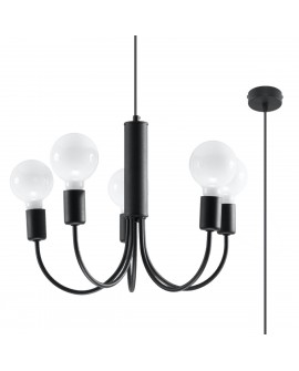 Żyrandol PICCOLO 5 czarny Sollux SL.0855