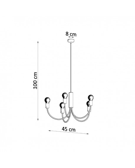 Żyrandol PICCOLO 5 czarny Sollux SL.0855