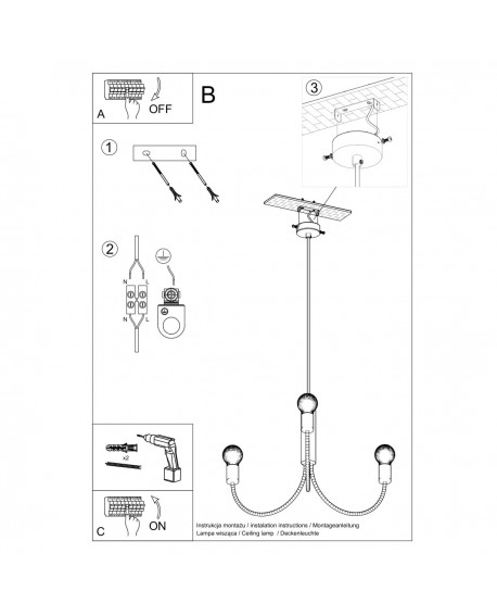 Żyrandol PICCOLO 5 czarny Sollux SL.0855