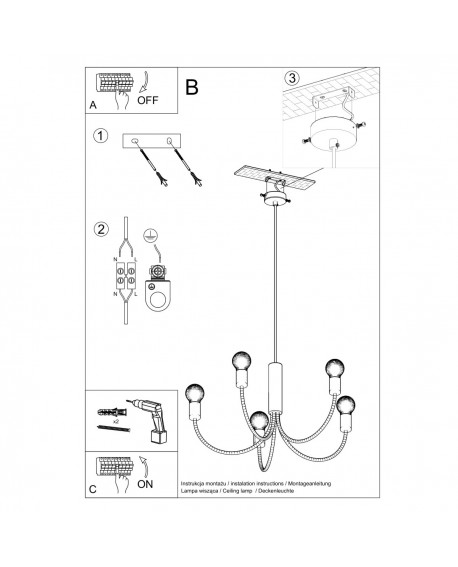 Żyrandol PICCOLO 3 czarny Sollux SL.0856