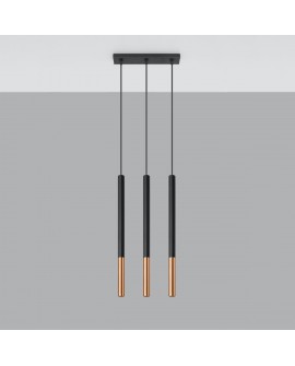 Lampa wisząca MOZAICA 3L czarny/miedź Sollux SL.0889