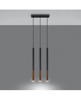 Lampa wisząca MOZAICA 3L czarny/miedź Sollux SL.0889