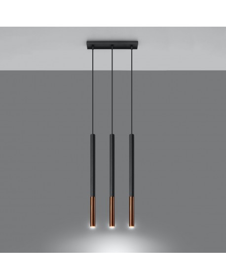 Lampa wisząca MOZAICA 3L czarny/miedź Sollux SL.0889