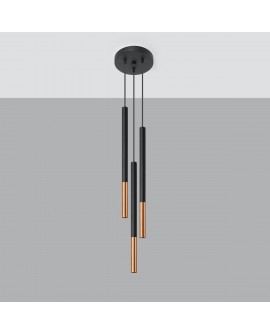 Lampa wisząca MOZAICA 3P czarny/miedź Sollux SL.0890