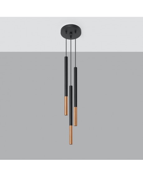 Lampa wisząca MOZAICA 3P czarny/miedź Sollux SL.0890