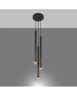 Lampa wisząca MOZAICA 3P czarny/miedź Sollux SL.0890