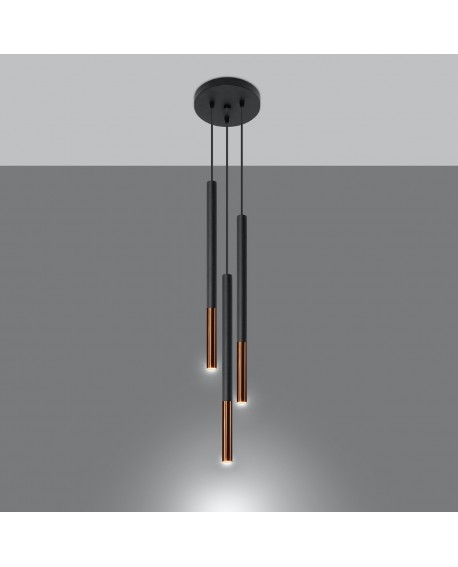 Lampa wisząca MOZAICA 3P czarny/miedź Sollux SL.0890