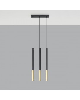 Lampa wisząca MOZAICA 3L czarny/złoto Sollux SL.0892