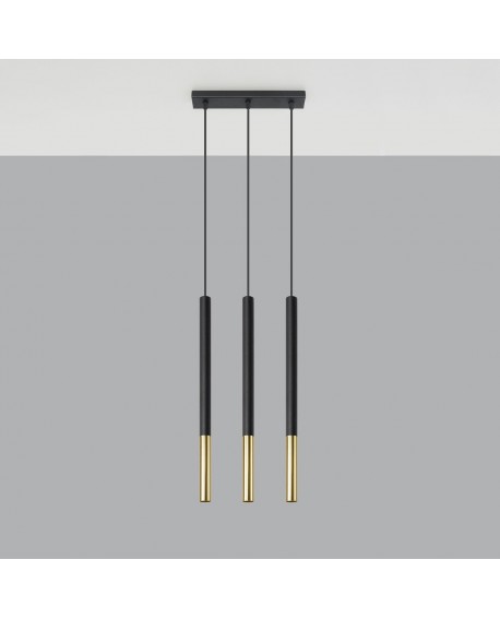 Lampa wisząca MOZAICA 3L czarny/złoto Sollux SL.0892