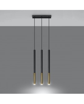 Lampa wisząca MOZAICA 3L czarny/złoto Sollux SL.0892