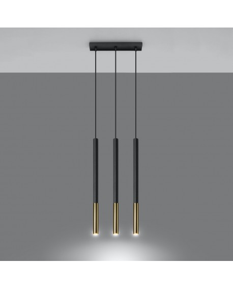 Lampa wisząca MOZAICA 3L czarny/złoto Sollux SL.0892