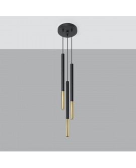 Lampa wisząca MOZAICA 3P czarny/złoto Sollux SL.0893