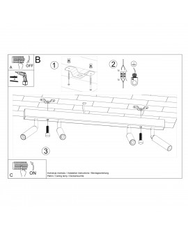 Plafon EYETECH 4 czarny Sollux SL.0900