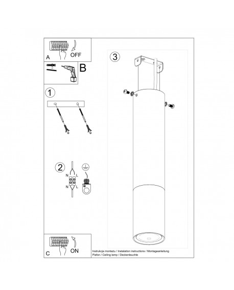 Plafon LOOPEZ czarny/chrom Sollux SL.0939