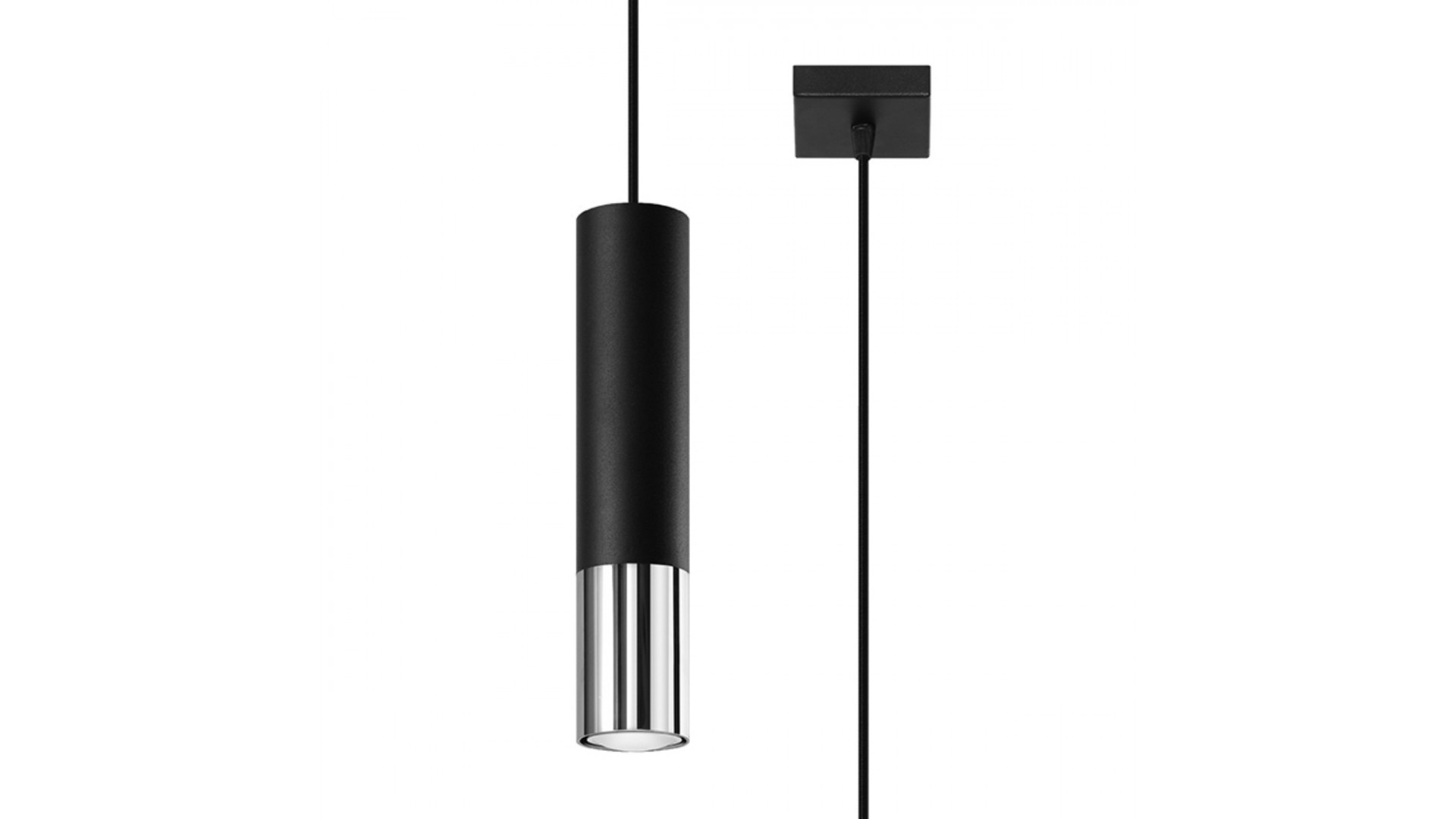 Lampa wisząca LOOPEZ 1 czarny/chrom Sollux SL.0940