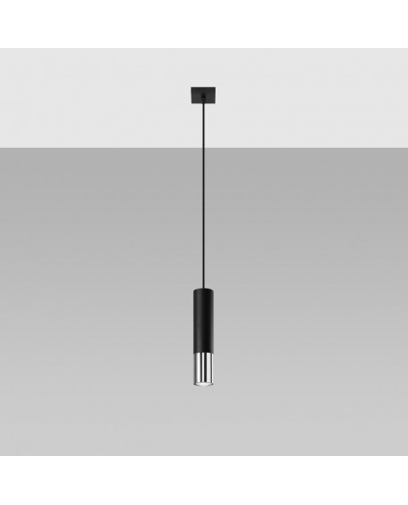 Lampa wisząca LOOPEZ 1 czarny/chrom Sollux SL.0940