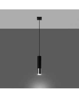 Lampa wisząca LOOPEZ 1 czarny/chrom Sollux SL.0940