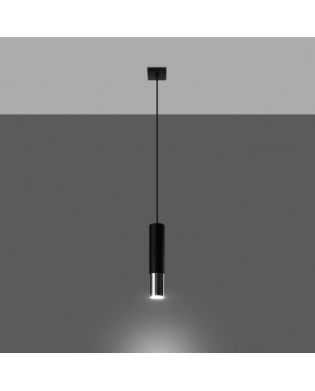 Lampa wisząca LOOPEZ 1 czarny/chrom Sollux SL.0940