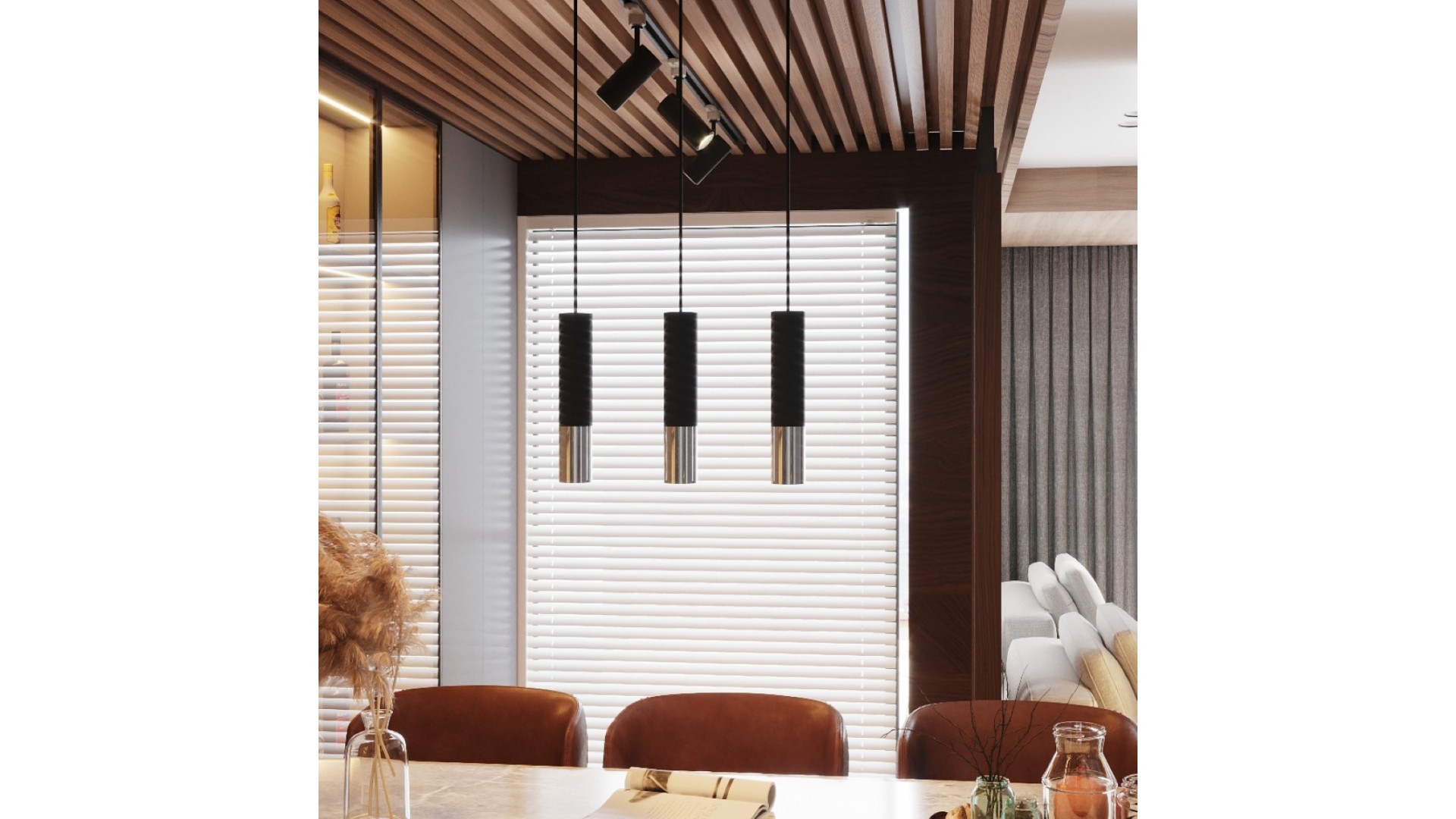 Lampa wisząca LOOPEZ 1 czarny/chrom Sollux SL.0940