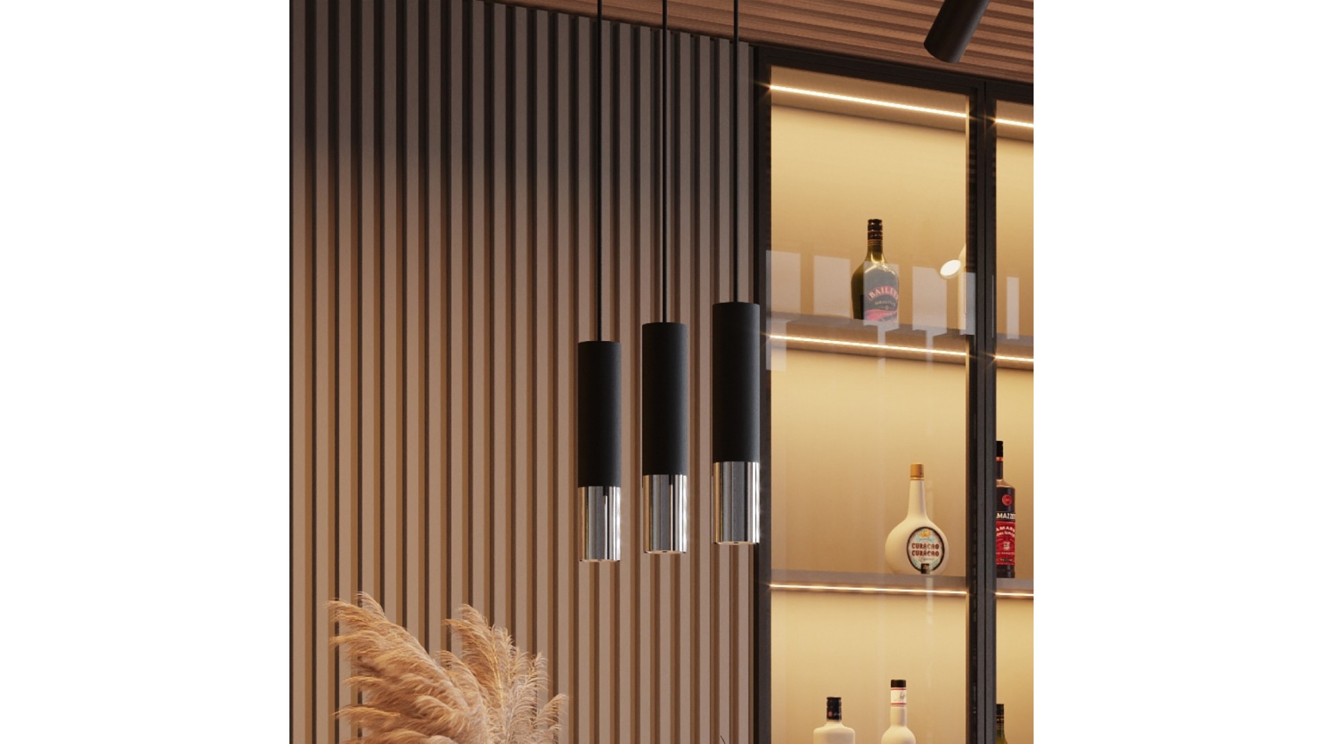 Lampa wisząca LOOPEZ 1 czarny/chrom Sollux SL.0940