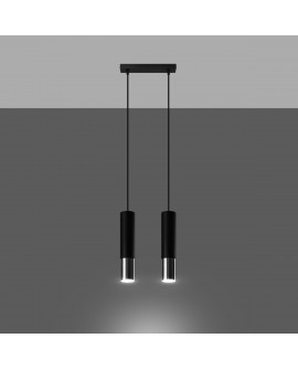Lampa wisząca LOOPEZ 2 czarny/chrom Sollux SL.0941