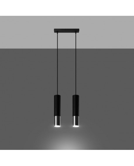 Lampa wisząca LOOPEZ 2 czarny/chrom Sollux SL.0941
