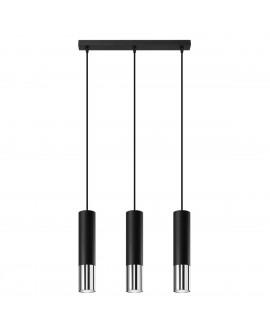 Lampa wisząca LOOPEZ 3L czarny/chrom Sollux SL.0942
