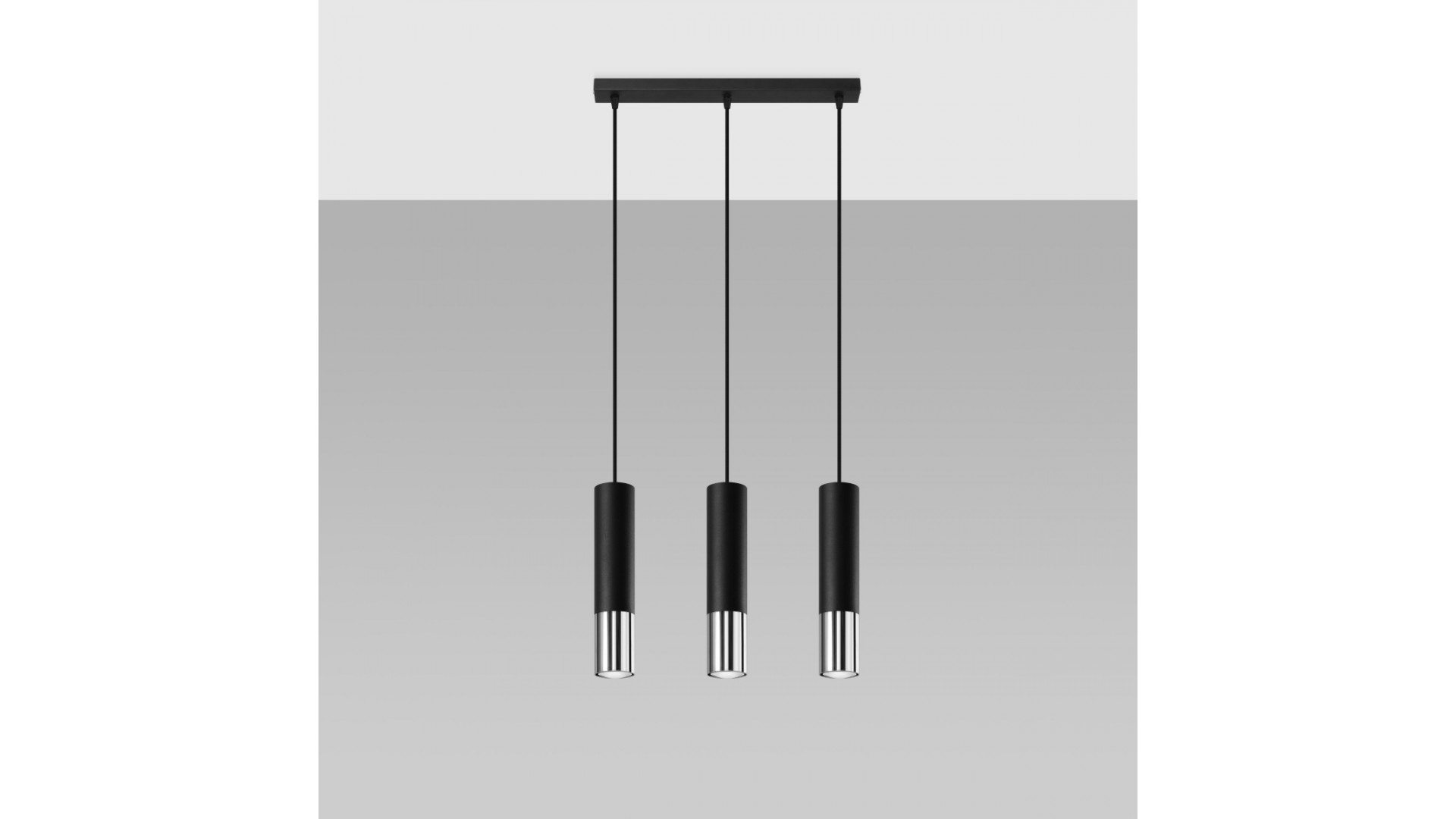 Lampa wisząca LOOPEZ 3L czarny/chrom Sollux SL.0942
