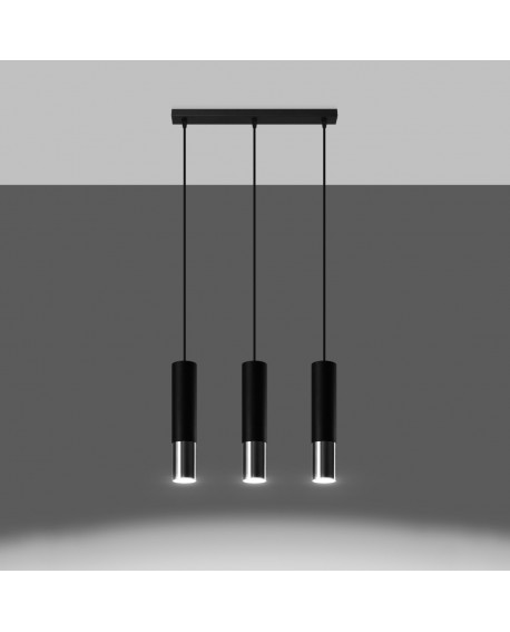 Lampa wisząca LOOPEZ 3L czarny/chrom Sollux SL.0942
