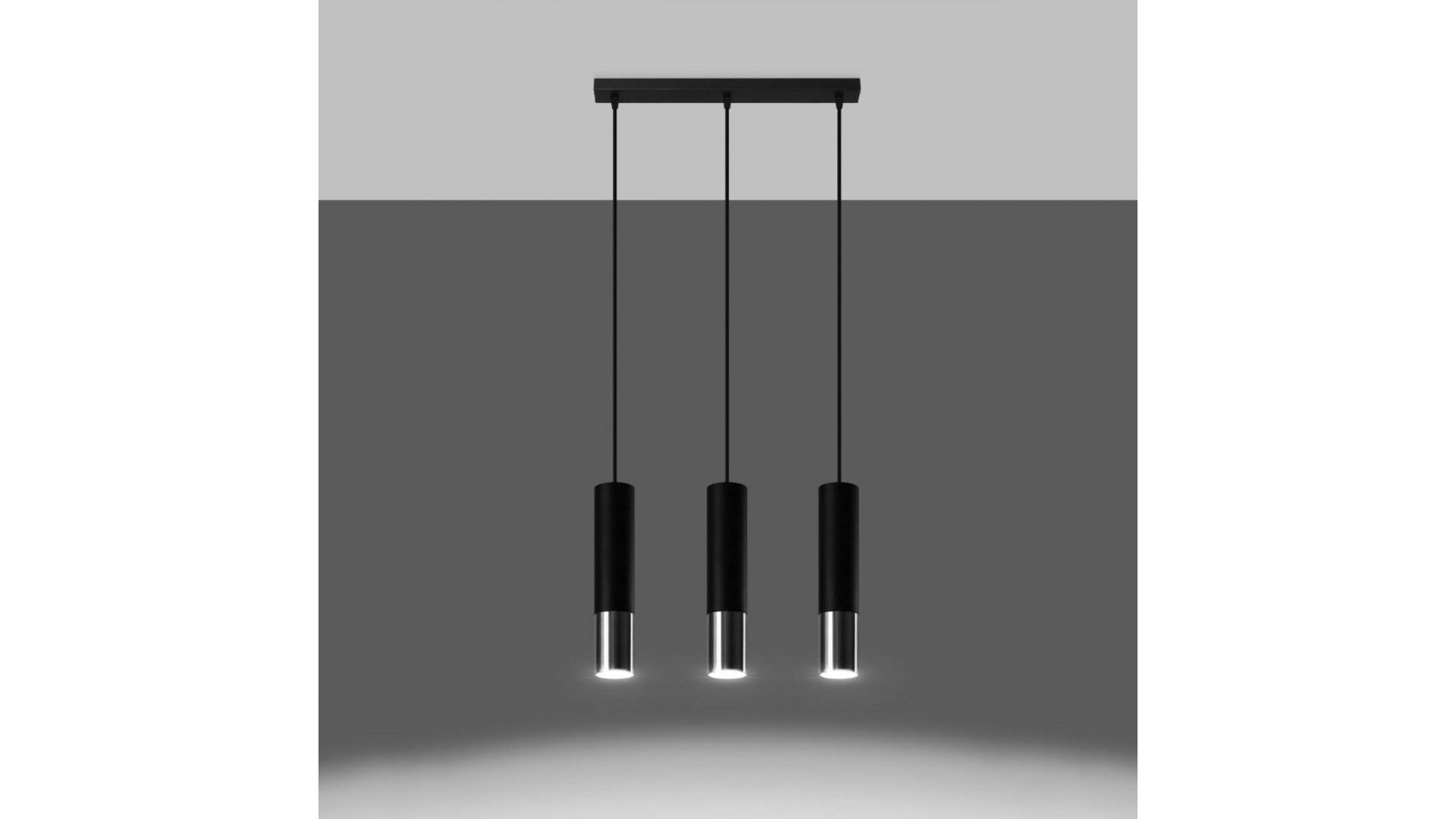 Lampa wisząca LOOPEZ 3L czarny/chrom Sollux SL.0942