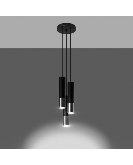 Lampa wisząca LOOPEZ 3P czarny/chrom Sollux SL.0943